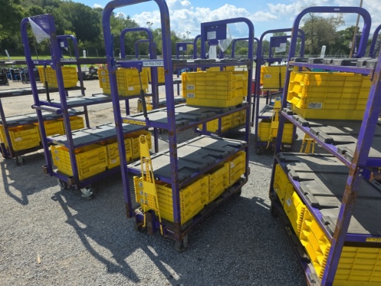 Heavy Duty Cart w/ 4 Shelves & 12 Plastic Bins