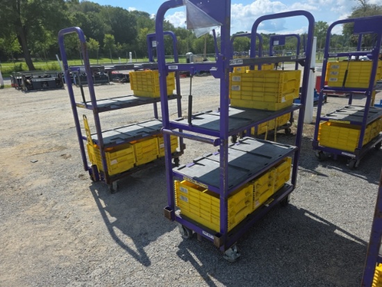 Heavy Duty Cart w/ 4 Shelves & 12 Plastic Bins