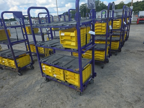 Heavy Duty Cart w/ 4 Shelves & 12 Plastic Bins