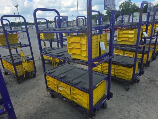 Heavy Duty Cart w/ 4 Shelves & 12 Plastic Bins