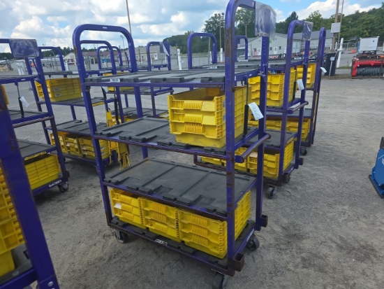 Heavy Duty Cart w/ 4 Shelves & 12 Plastic Bins