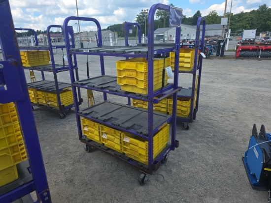 Heavy Duty Cart w/ 4 Shelves & 12 Plastic Bins
