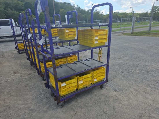 Heavy Duty Cart w/ 4 Shelves & 12 Plastic Bins