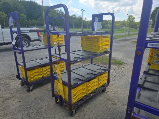 Heavy Duty Cart w/ 4 Shelves & 12 Plastic Bins