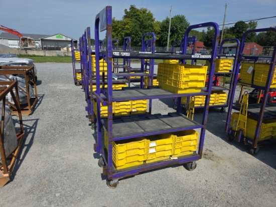 Heavy Duty Cart w/ 4 Shelves & 12 Plastic Bins