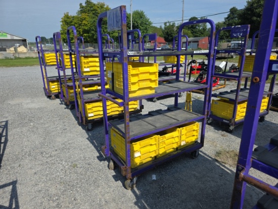 Heavy Duty Cart w/ 4 Shelves & 12 Plastic Bins
