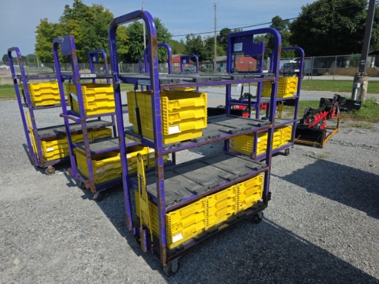 Heavy Duty Cart w/ 4 Shelves & 12 Plastic Bins