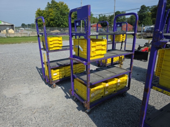 Heavy Duty Cart w/ 4 Shelves & 12 Plastic Bins