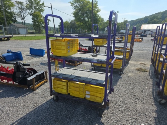 Heavy Duty Cart w/ 4 Shelves & 12 Plastic Bins