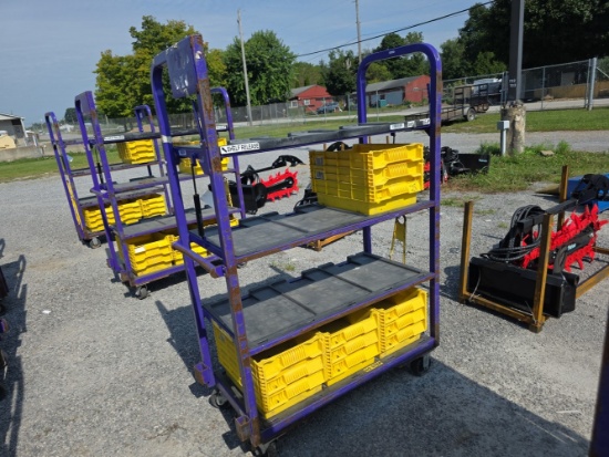 Heavy Duty Cart w/ 4 Shelves & 12 Plastic Bins