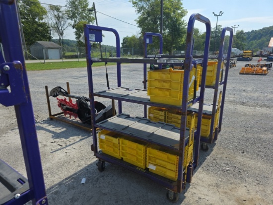 Heavy Duty Cart w/ 4 Shelves & 12 Plastic Bins