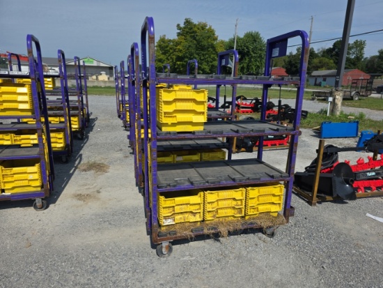 Heavy Duty Cart w/ 4 Shelves & 12 Plastic Bins