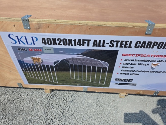 SKLP 40' x 20' x 14'H All Steel Carport