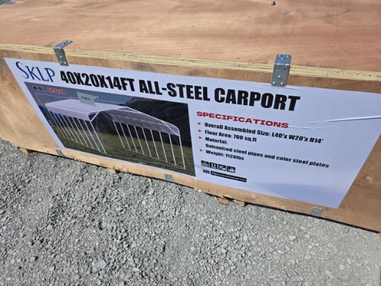 SKLP 40' x 20' x 14'H All Steel Carport