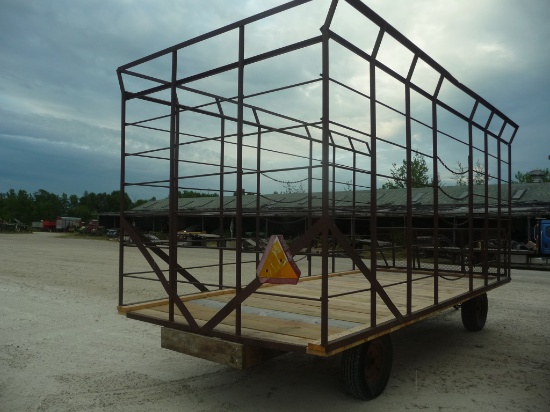 Steel bale throw wagon w/(6) ton wagon, new wood floor