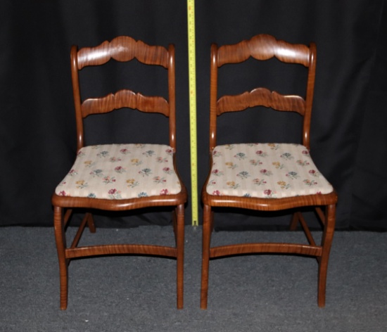 Pair of Needlepoint Wooden Chairs