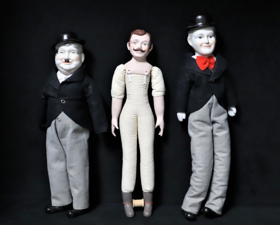 Laurel and Hardy Bisque Headed Dolls