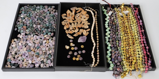 Dyed Freshwater Pearls and Polished Stone Beads