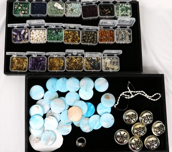 Collection of Beads and Jewelry Making Hardware