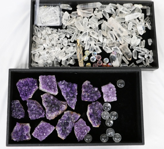 Amethyst Crystals, Clear Crystal Prisms and Spheres