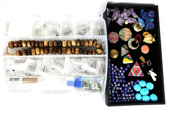 Collection of Beads, Hardware, and Jewelry Pieces