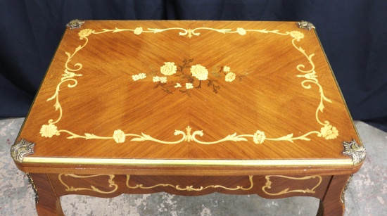 Marquetry Inlaid Flip Top Card Table