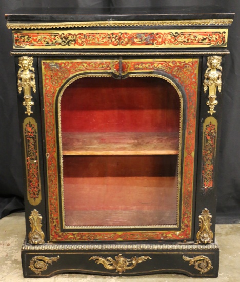 Antique French Ebonised Boulle Pier Cabinet