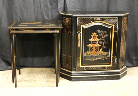 Asian Nesting Tables and Console