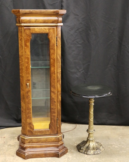Small Curio and Marble Side Table