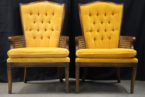Lewittes, Vintage Tufted Cane  Armchairs