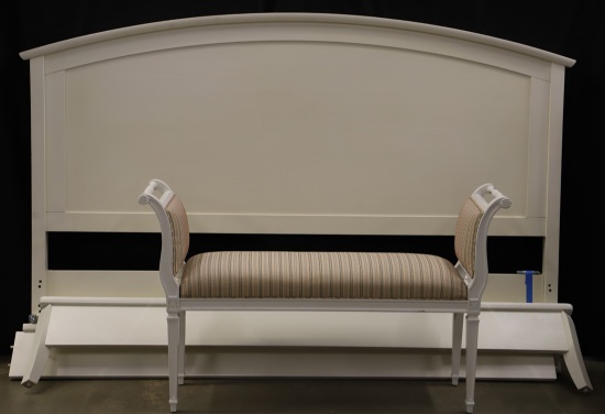 Wood Bed Frame, Upholstered Bench