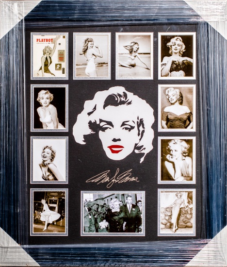 MARILYN MONROE LASER ENGRAVED SIGNATURE COLLAGE FRAMED