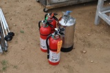 (3) FIRE EXTINGUISHERS & (1) COMMERCIAL FIRE EXTEN