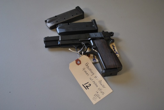 BROWNING HI-POWER 9MM PISTOL W/ EXTRA CLIPS