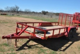 T.PULL 16FT FLATBED TRLR W/ RAMP GATE- LIKE NEW- T