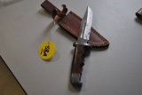 DAMASCUS BOWIE KNIFE W/ SHEATH