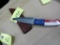 TEXAS FLAG HANDLE DAMASCUS KNIFE W/ SHEATH