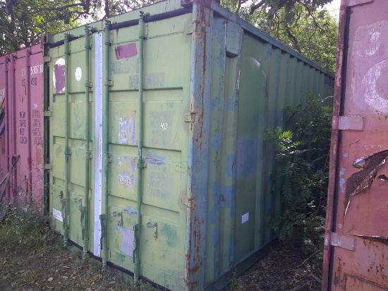 40FT SEA CONTAINER W/ SHELVING & CONTENTS- BAD FLOOR