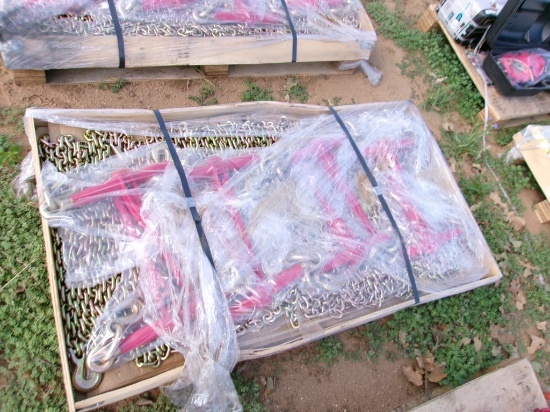 (16) 5/16x20FT GR70 CHAINS (8) 5400LB BOOMERS