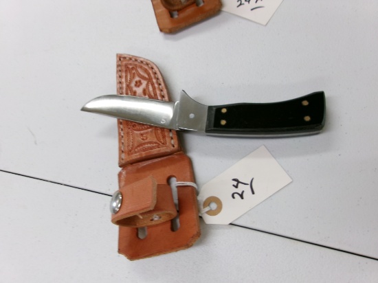 1084 HC STEEL MICARTA HANDLED KNIFE W/ SHEATH