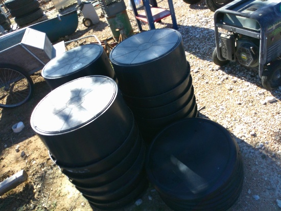 (18) BLACK TUBS W/ LIDS