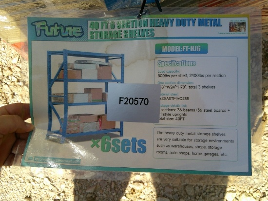 40FT 6 SECTION METAL STORAGE SHELVING