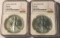 (2) 1991 Eagles NGC MS69