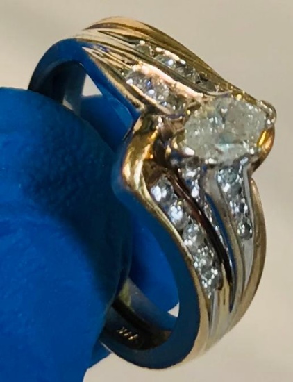 14K Yellow and White Gold Wedding and Engagement Ring