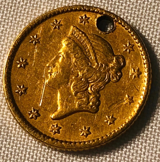 1853 1 Dollar Gold Coin Type 1 Punched