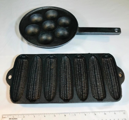 Cast Iron Eggs and Corn Pans