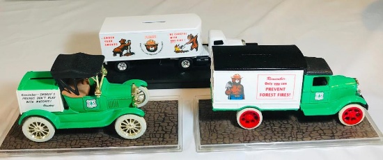 National Forest Service "Smokey The Bear" Vintage Die Cast Metal Vehicles