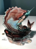 Hand-blown Glass Fish Sculpture Ashtray