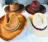(4) Misc. Woven Cowboy Style Hats