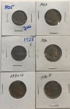 (6) Buffalo Nickles